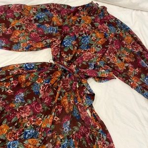 STUNNING CREATION CRANBERRY FLORAL PRINT DRESS